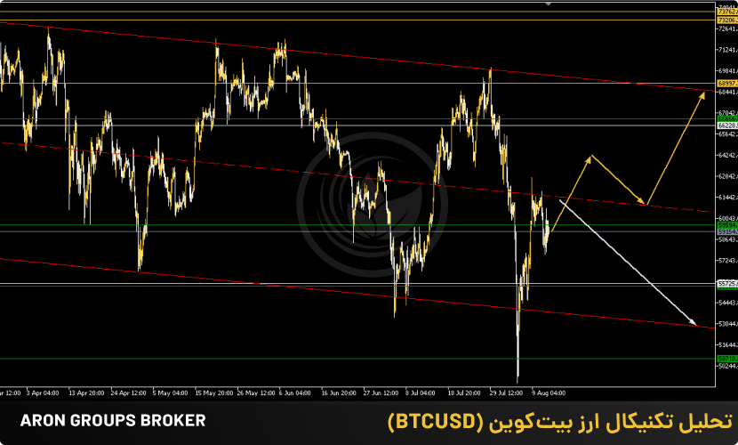 تصویر تحلیل تکنیکال ارز بیتکوین (13 آگوست 2024)