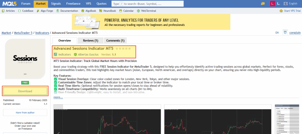 دانلود اندیکاتور سشن
