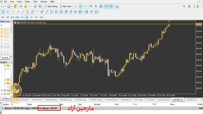 مشاهده مارجین آزاد حساب در متاتریدر