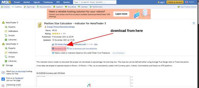 Position Size Calculator Indicator