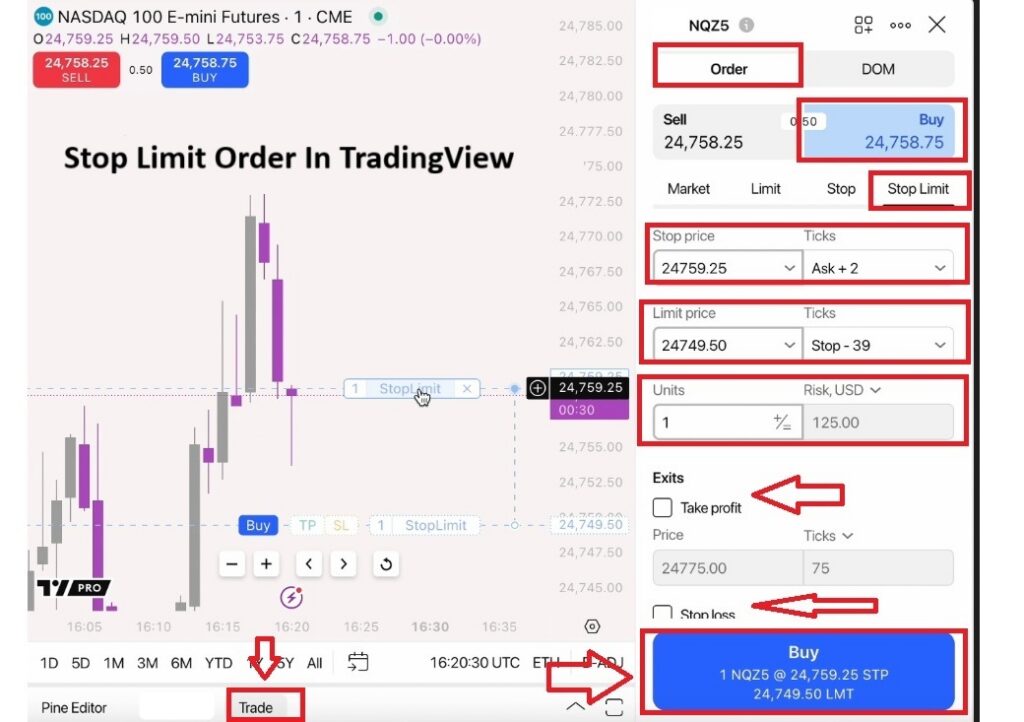 Place Orders in TradingView