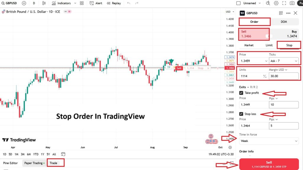 Place Orders in TradingView