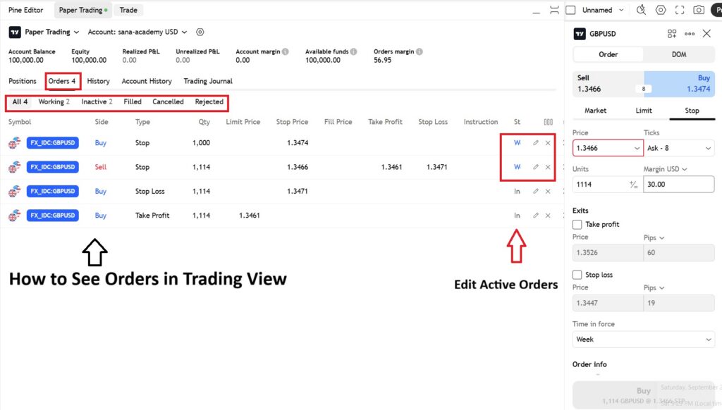 Place Orders in TradingView