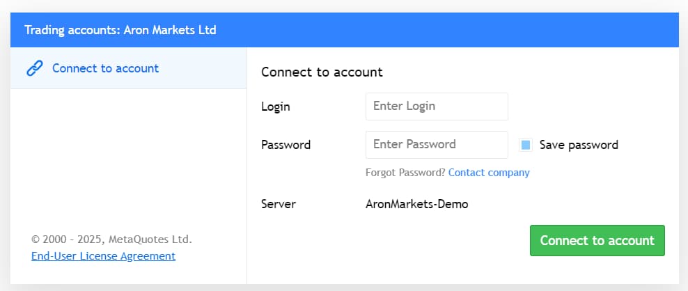 بازیابی رمز عبور متاتریدر