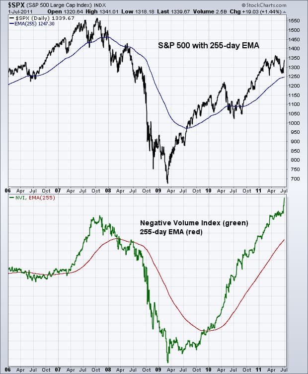 How does the Negative Volume Index (NVI) reveal hidden market trends?