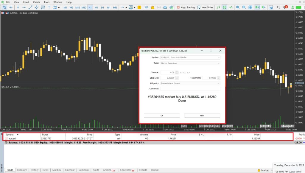 پارشال اگزیت در متاتریدر