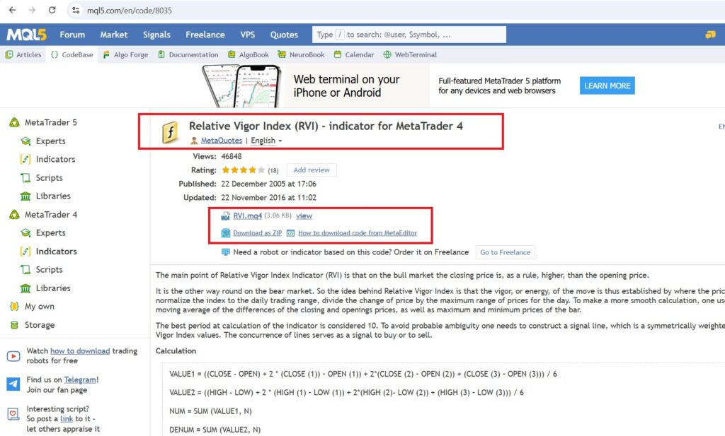 اندیکاتور RVI