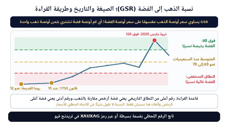 صيغة نسبة الذهب إلى الفضة GSR ومراسيها التاريخية ومناطق قراءتها