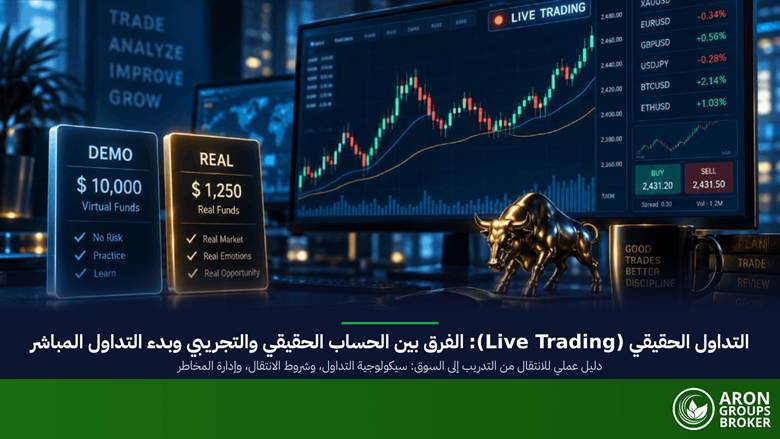 ما هو التداول الحقيقي (Live Trading)؟ من الفرق بين الحساب الحقيقي والتجريبي إلى سيكولوجية التداول وبدء التداول المباشر بأسلوب منهجي